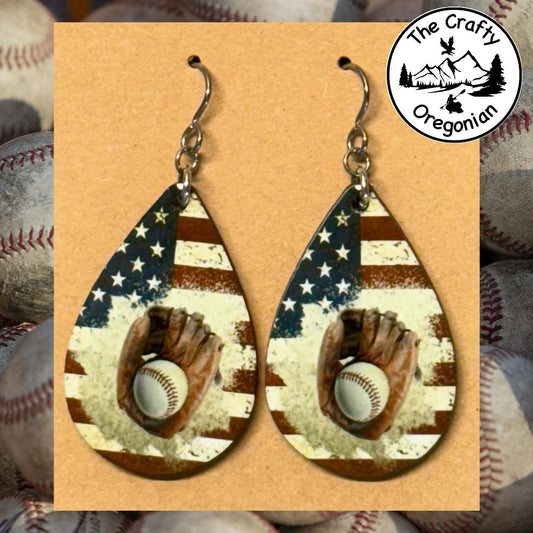 All American Baseball Teardrop Earrings